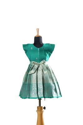 Green mango scarlet baby pattu pavadai frocks for kids 2