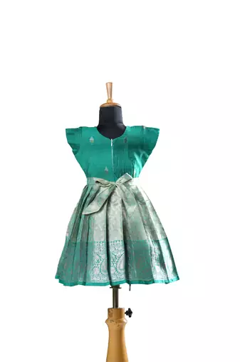 Green mango scarlet baby pattu pavadai frocks for kids