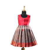 Red semmal baby pattu pavadai frocks for kids