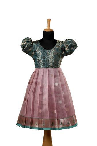 Pink pattu pavadai frocks rose paithani baby pattu pavadai frocks for kids