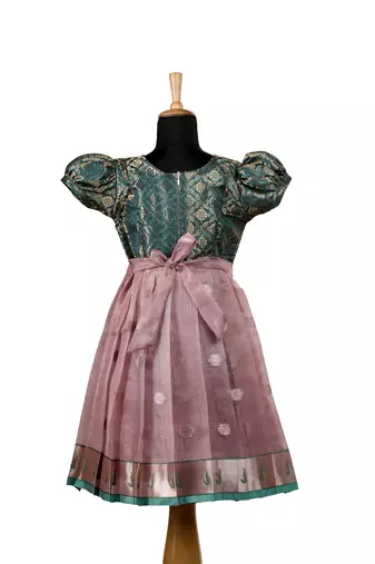 Pink pattu pavadai frocks rose paithani baby pattu pavadai frocks for kids