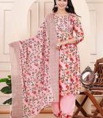 Blush Pink Embroidered Floral Kurta Set With Dupatta