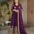 Wine georgette embroidery zari sequins flared gown with heavy dupatta