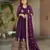 Wine georgette embroidery zari sequins flared gown with heavy dupatta