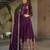 Wine georgette embroidery zari sequins flared gown with heavy dupatta