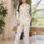 White Printed Rayon Co-Ord Set with Multicolor Leaf Motif