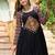 Black rayon kutchi gamthi thread embroidered & cotton print work navratri gown