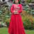 Pink rayon kutchi gamthi thread embroidered & cotton print work navratri gown