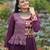 Wine rayon kutchi gamthi thread embroidered & cotton print work navratri gown