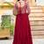 Maroon rayon kutchi gamthi thread embroidered & cotton print work navratri gown
