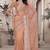 Peach sequin embroidered net saree with unstitch blouse