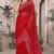Red sequin embroidered net saree with unstitch blouse