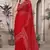 Red sequin embroidered net saree sari with unstitch blouse piece