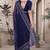 Navy blue sequin embroidered net saree with unstitch blouse