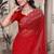 Red sequin embroidered net saree with unstitch blouse