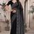 Black sequin embroidered net saree with unstitch blouse