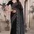 Black sequin embroidered net saree sari with unstitch blouse piece