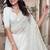 White sequin embroidered net saree with unstitch blouse