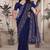 Navy blue sequin embroidered net saree with unstitch blouse