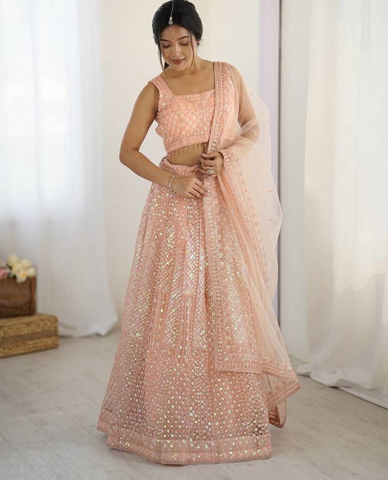peach Lehenga Choli for Women