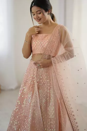 peach Lehenga Choli for Women