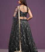 Black Zari sequin Embroidered Butterfly Net Lehenga Choli