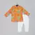 Mustard stylish floral printed front open kurta ,mirror work and embroidery with pajama set