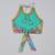 Blue floral printed mirrow work and embroidered blouse with floral printed ghagara set