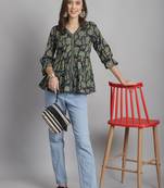 women's pure cotton jaipuri printed short top