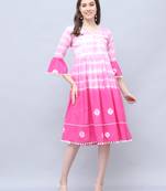 women's pure cotton tie-dye shibori printed western dress