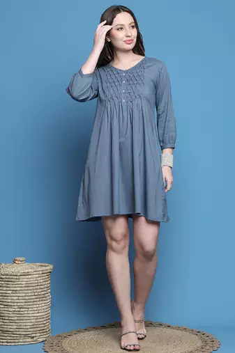Rajnandini women's cotton solid western dress