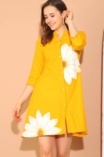 Rajnandini women's pure cotton floral paint western dress
