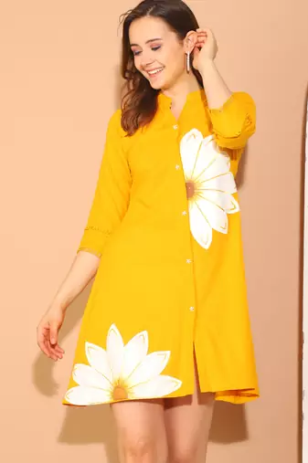 Rajnandini women's pure cotton floral paint western dress