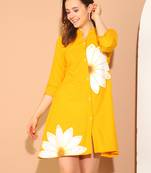 women's pure cotton floral paint western dress