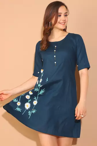 Rajnandini women's pure cotton floral paint western dress