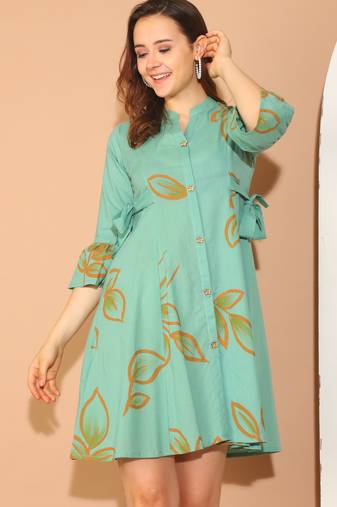 Rajnandini women's pure cotton floral paint western dress