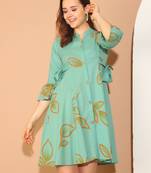 women's pure cotton floral paint western dress