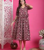 women's pure cotton jaipuri printed western dress