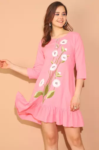 Rajnandini women's pure cotton floral paint western dress