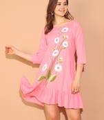 women's pure cotton floral paint western dress