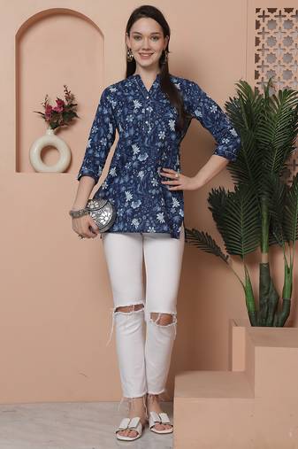 Rajnandini women's pure cotton jaipuri printed tunic