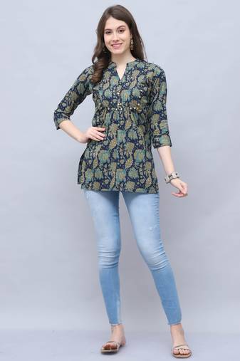 Rajnandini women's pure cotton jaipuri printed tunic