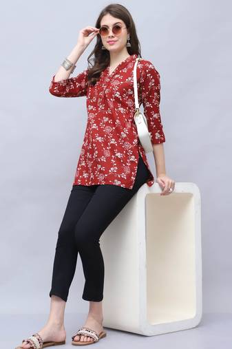 Rajnandini women's pure cotton jaipuri printed tunic