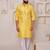 Men yellow cotton blend kurta with ethnic sequin embroidery