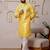 Men yellow cotton blend kurta with ethnic sequin embroidery