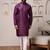 Men wine kurta in cotton blend with sequin pattern work finish