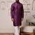 Men wine kurta in cotton blend with sequin pattern work finish