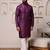 Men wine kurta in cotton blend with sequin pattern work finish