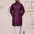Men wine kurta in cotton blend with sequin pattern work finish