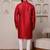 Men red embroidered kurta in cotton blend with sequin accents